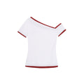 One Shoulder Color Block Top Faux Two Piece Slim Fit Revealing Shoulder Tee