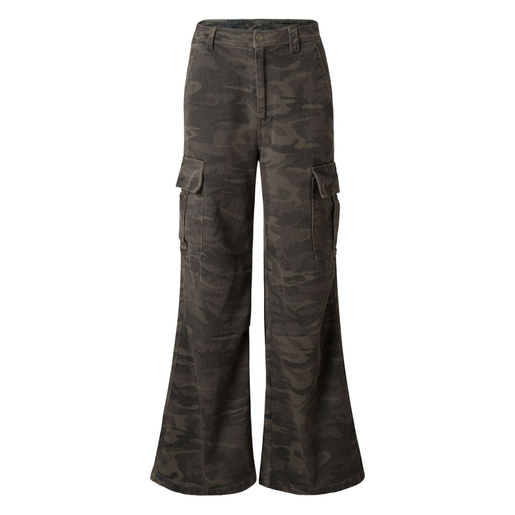 Faded Camouflage Street Style Loose Fit Work Pants For Men