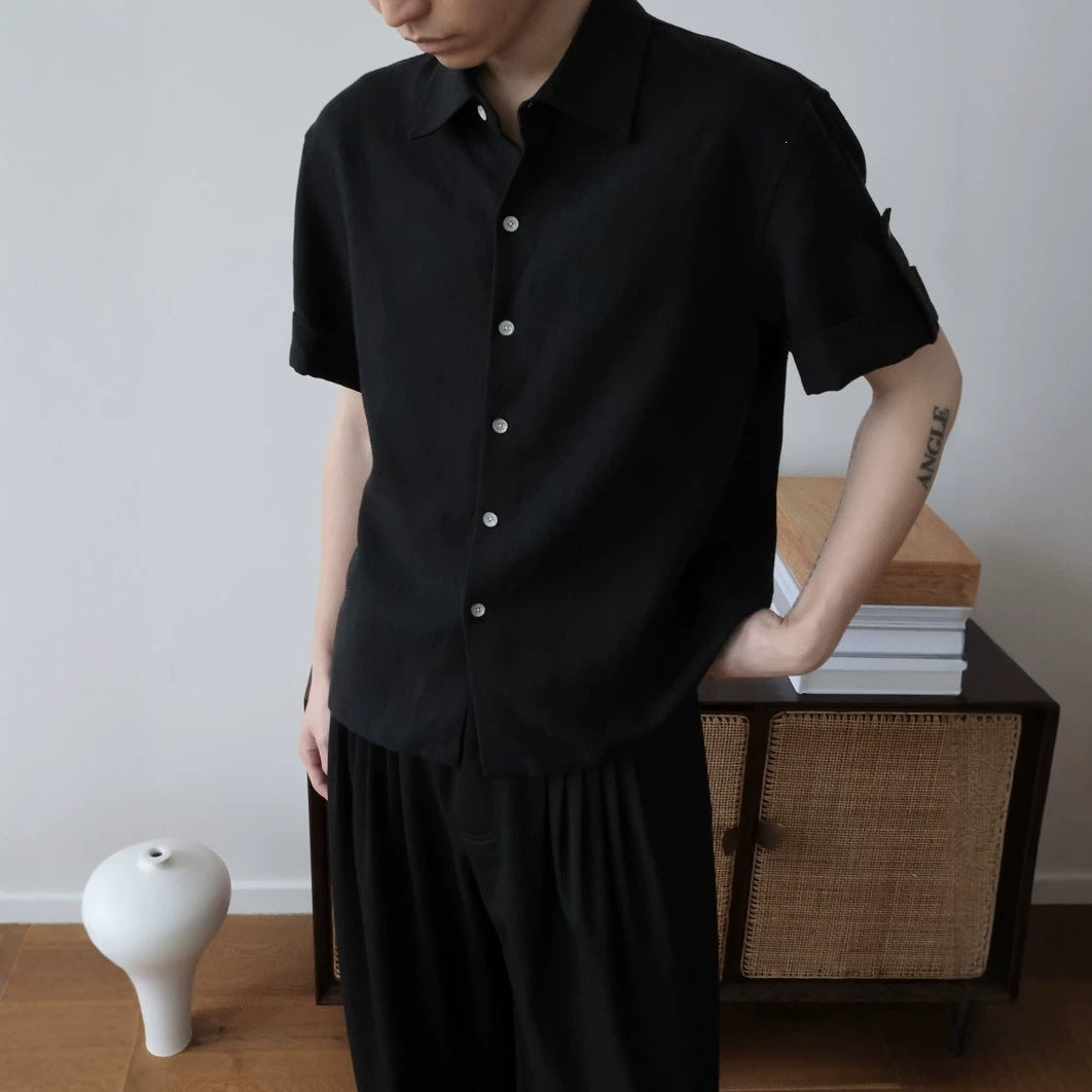Linen Lyocell Short Sleeve Shirt With Button Front Classic Fit
