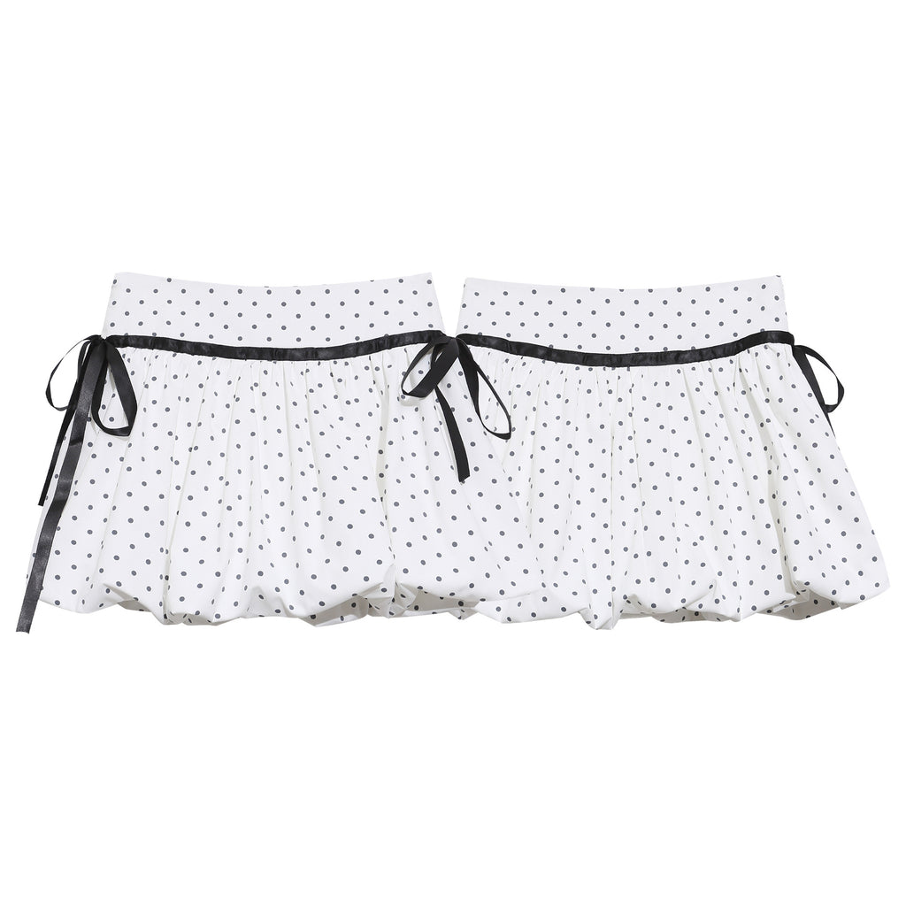 Floral Ruffle Mini Skirt For Women Cotton Blend Bow Tie Puff