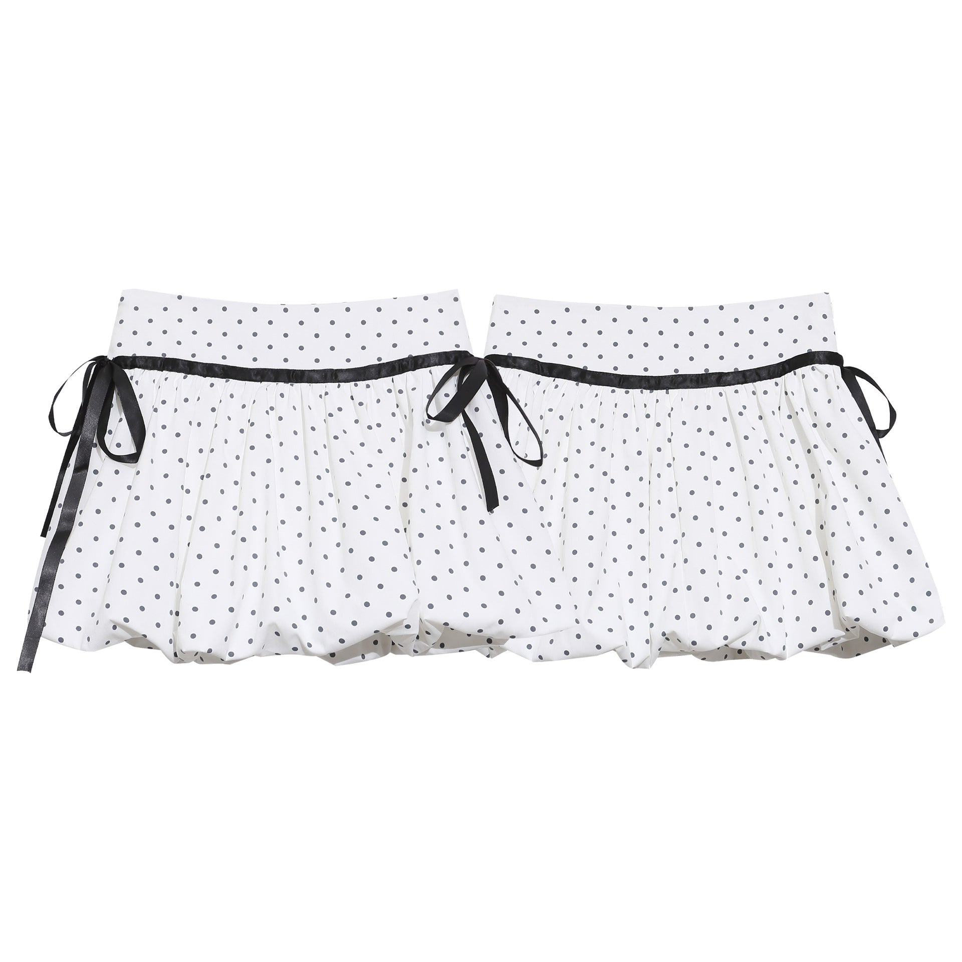 Floral Ruffle Mini Skirt For Women Cotton Blend Bow Tie Puff