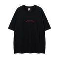 Embroidered Slogan Short Sleeve Cotton Blend Casual Tee With Floral Pattern