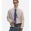 Men's Long Sleeve Vertical Stripe Casual Shirt Jacket Loose Fit