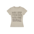 Women Letter Print Crew Neck Cotton Short Sleeve T Shirt