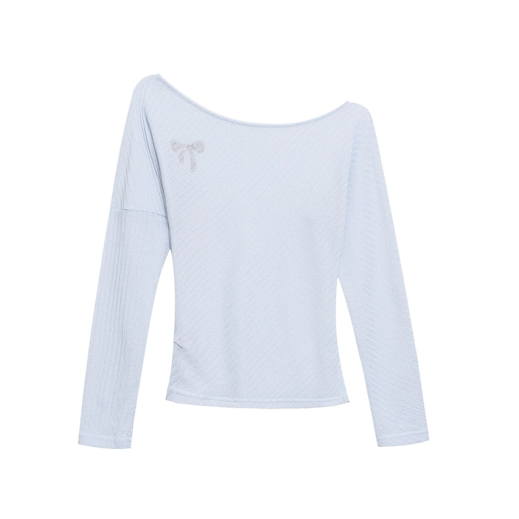 Light Blue Anime Print T Shirt For Women With Round Neck And Lace