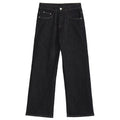Relaxed Fit Denim Pants For Men Black With Visible Stitching Straight Leg