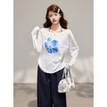 Tencel Chiffon Floral Print Two Piece Cardigan Set With Off Shoulder Top