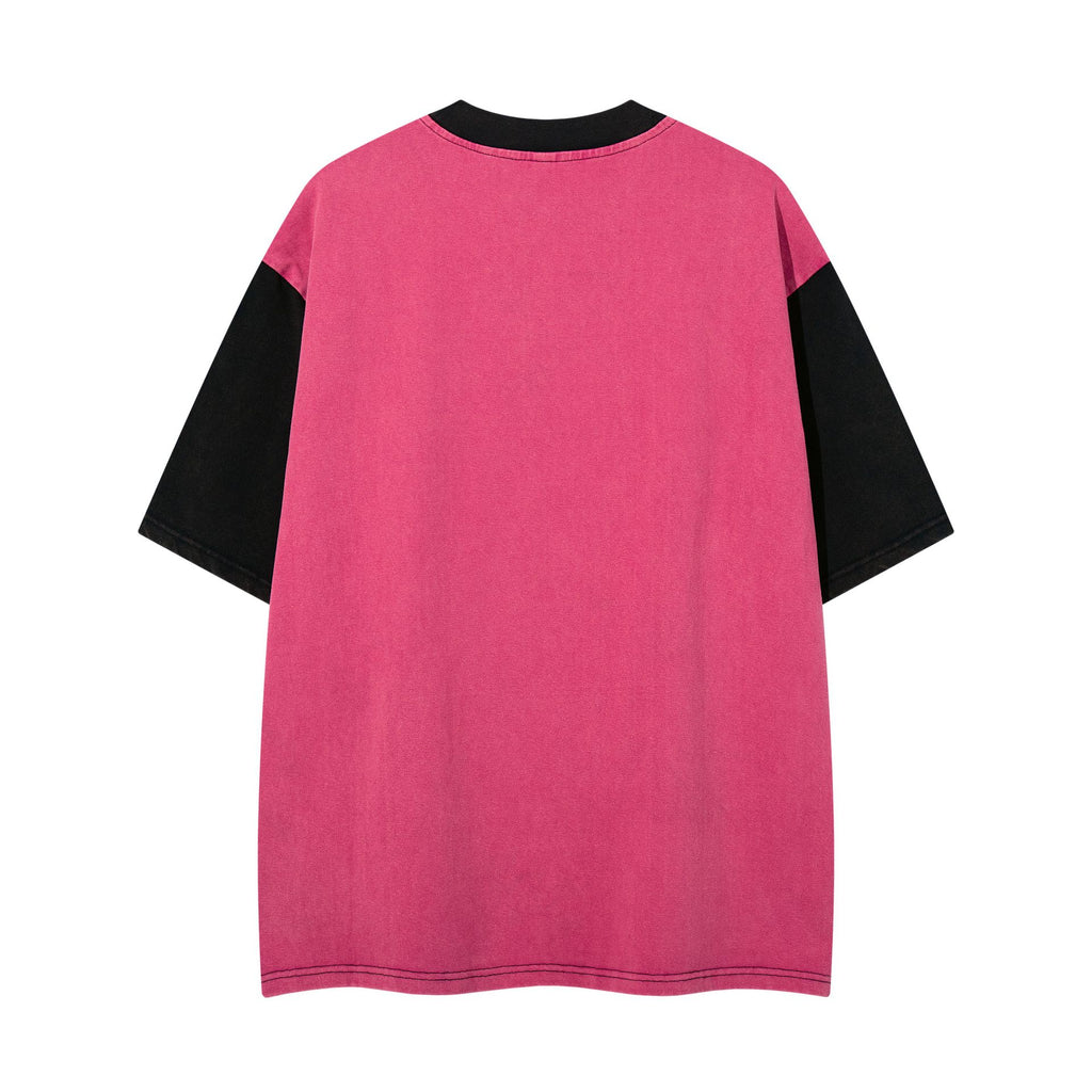 Alien Splicing Short Sleeve Shirt With Fragmented Flowers Pattern