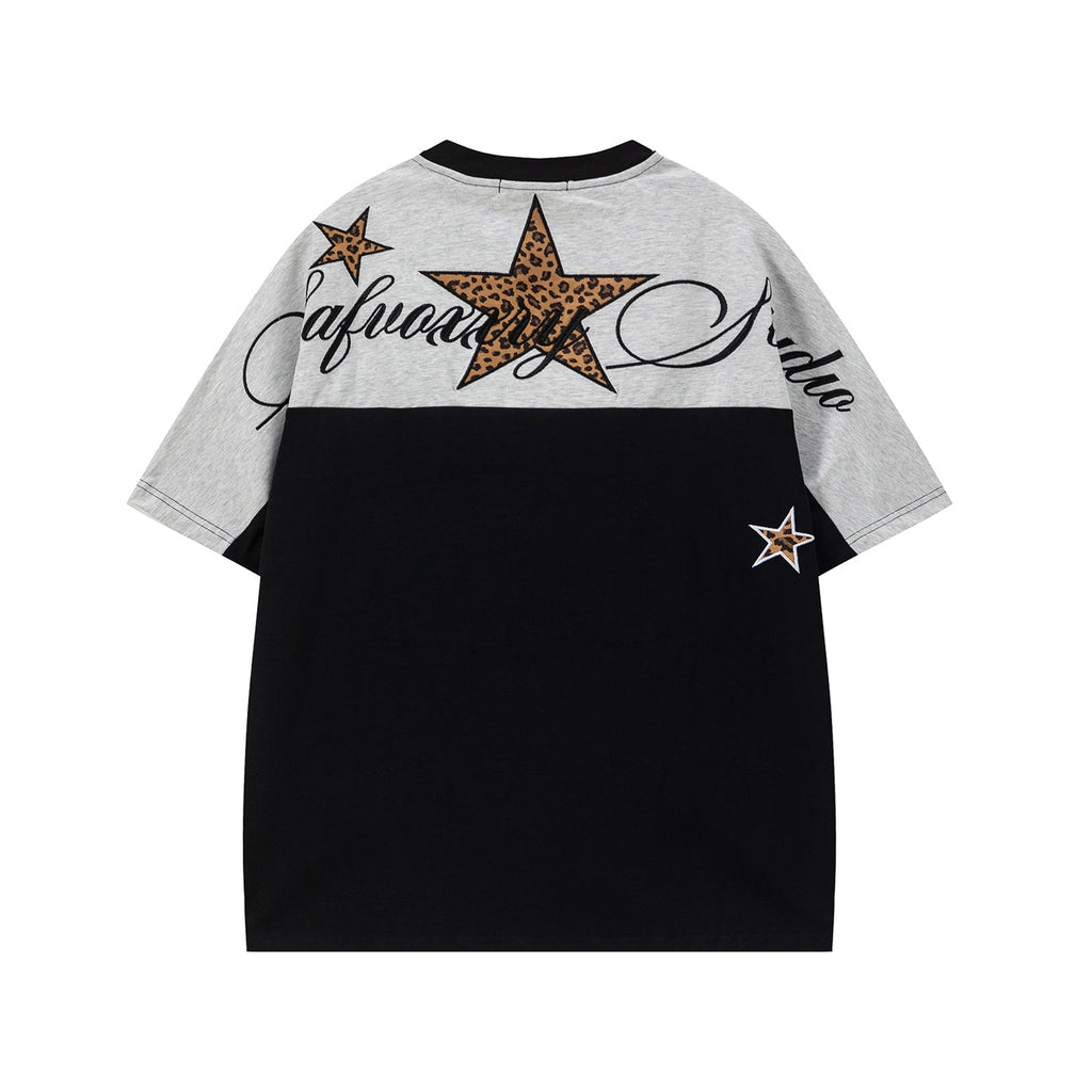 Floral Print Short Sleeve Crewneck Shirt In Cotton Blend Loose Fit
