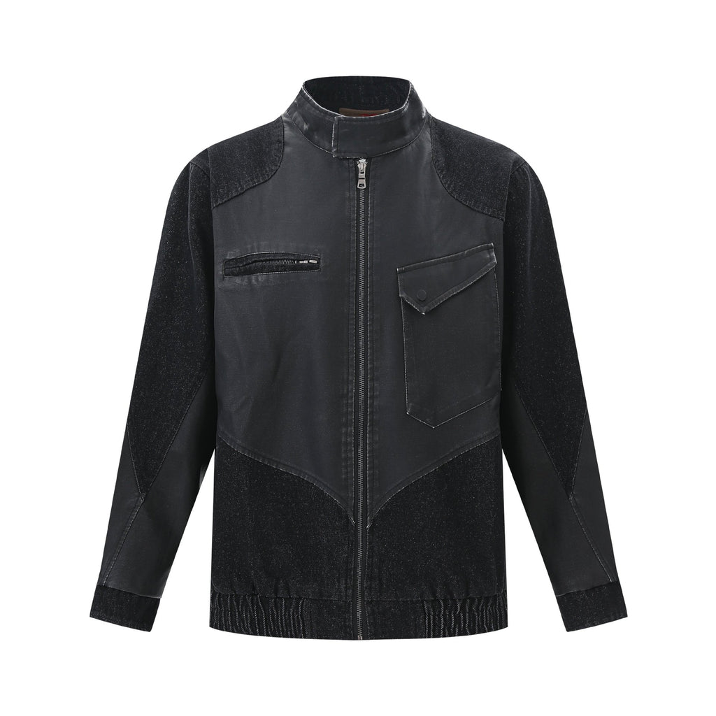 Patchwork Street Style High Street Jacket Personalized Black Loose Fit