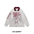 Street Style Foaming Print Jacket by Eon Modish Loose Fit Light Gray