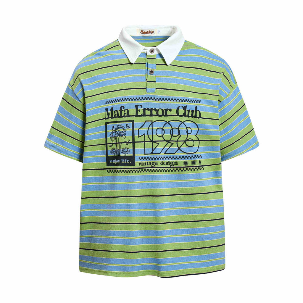 Mens Daisy Print Striped Short Sleeve Shirt Floral Cotton Blend