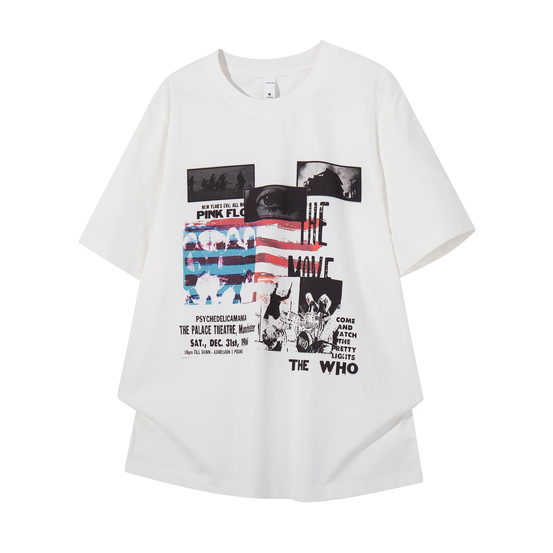 Floral Print Rock Band Short Sleeve Shirt Cotton Blend