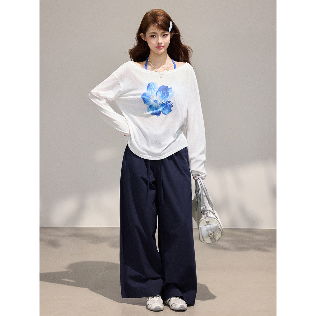 Tencel Chiffon Floral Print Two Piece Cardigan Set With Off Shoulder Top