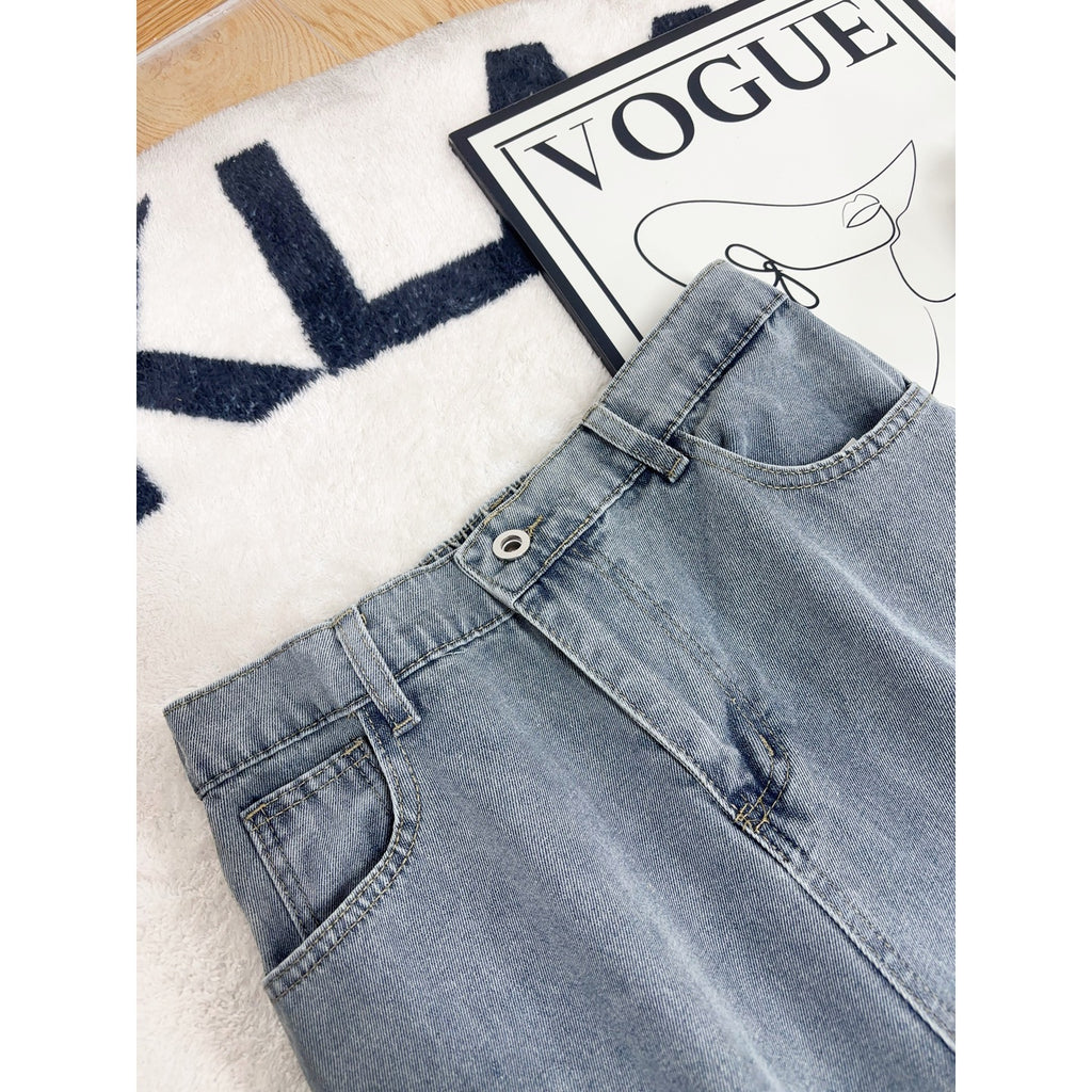 Men's Denim Pants Stretch Slim Fit Tapered Straight Leg High Street Style Cotton