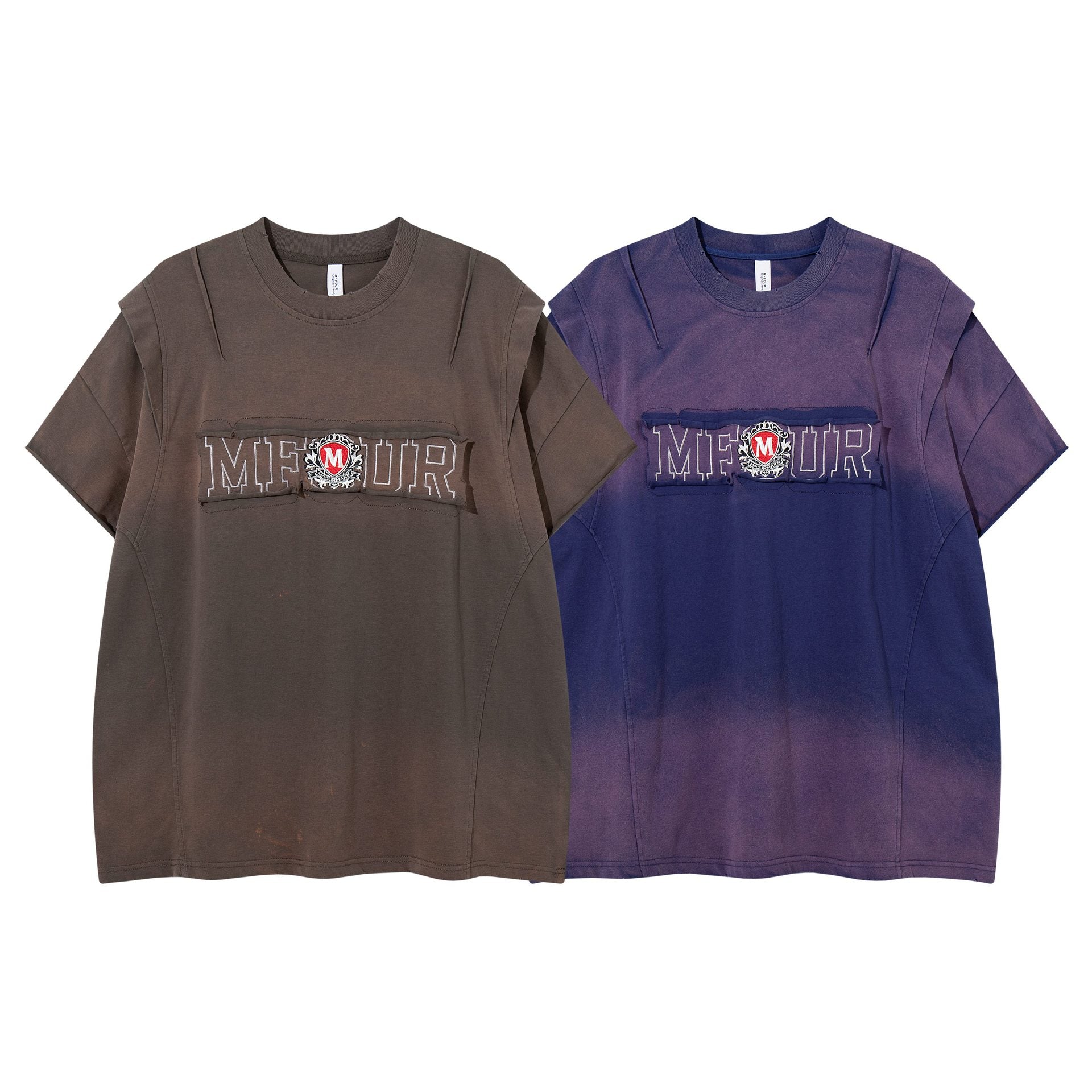 Gradient Deconstruction Splicing Short Sleeve Shirt For Men