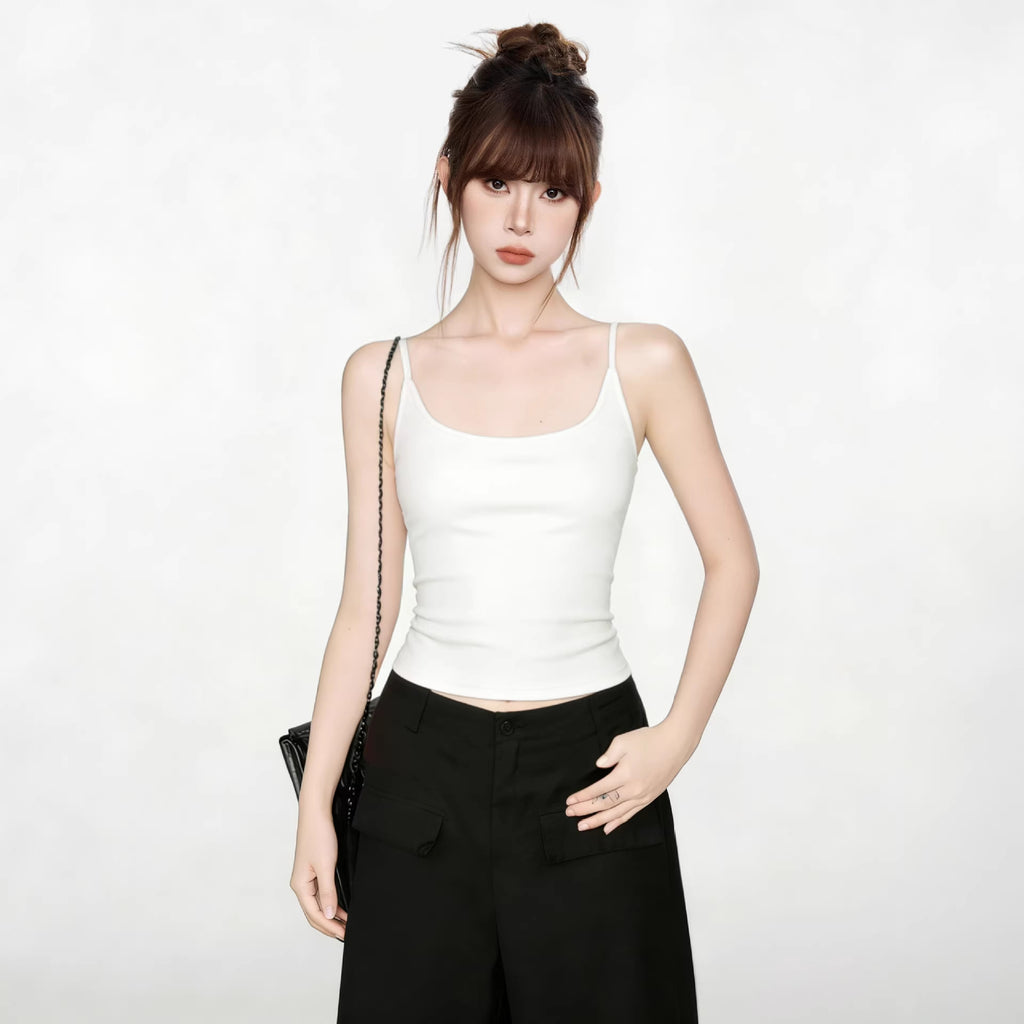 Slim Fit Cotton Inner Layer With Built In Pads Backless Strapless Sleeveless Top