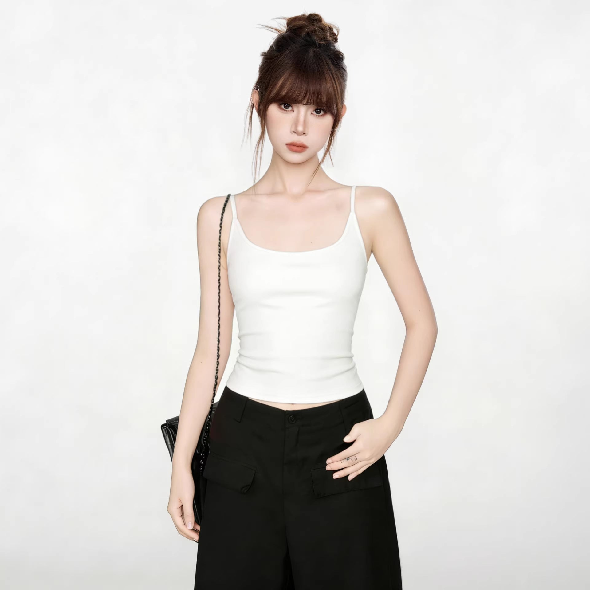 Slim Fit Cotton Inner Layer With Built In Pads Backless Strapless Sleeveless Top