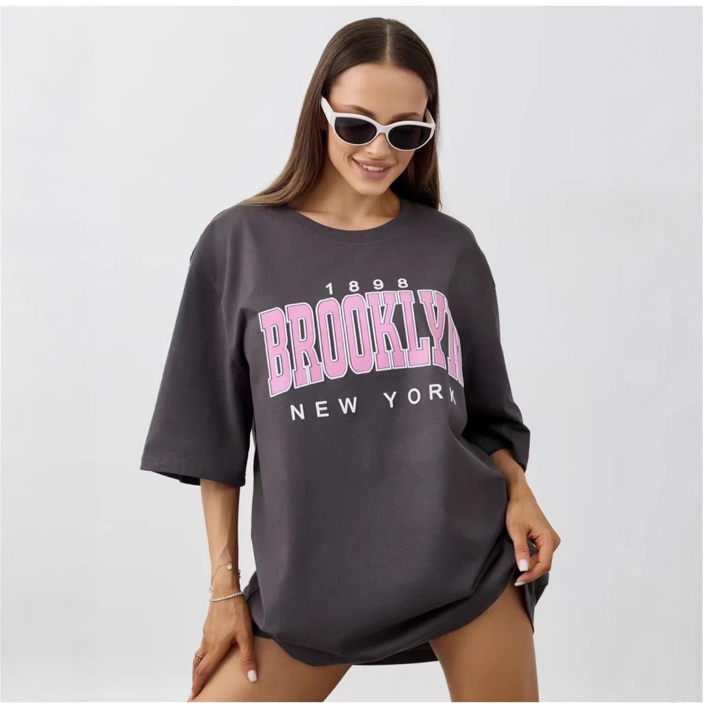 Dark Gray Chic Cotton Loose Fit Short Sleeve Top With 3D Effect Pattern