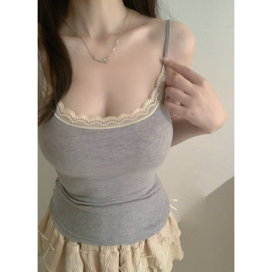 Korean Style Strapless Bralette Top With Built In Lace For Women