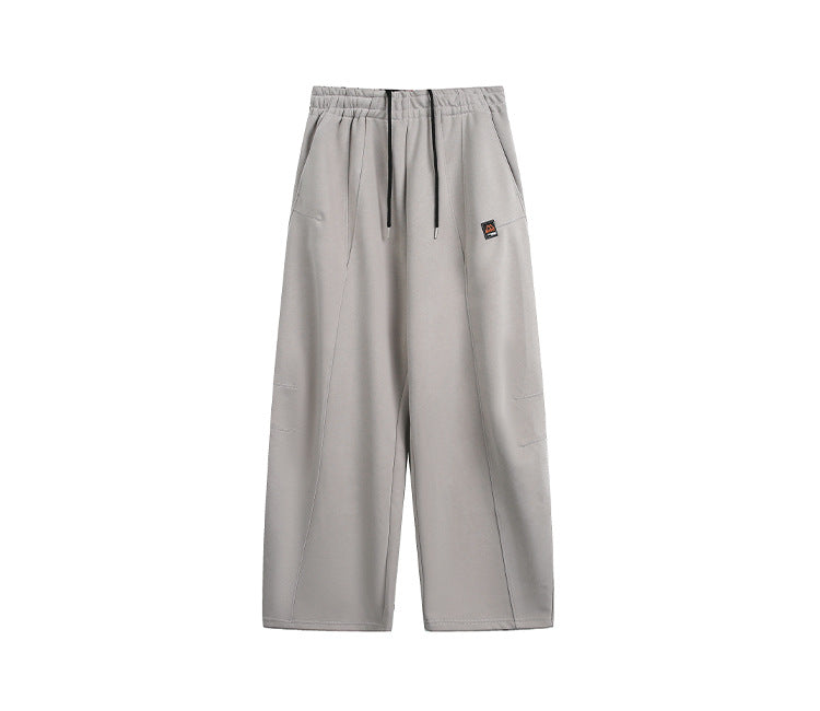 Street Style Casual Long Pants Mid Waist Drawstring Loose Fit