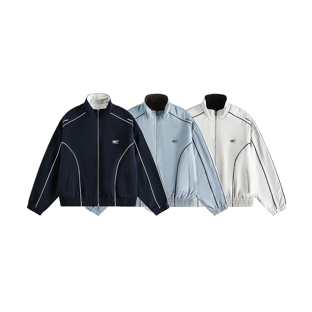 Street Style Panelled Jacket Personalized For High Street Fashion Blue