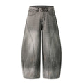 Gradient Splatter Denim Patchwork Wide Leg Pants With Heavy Wash And High Waist