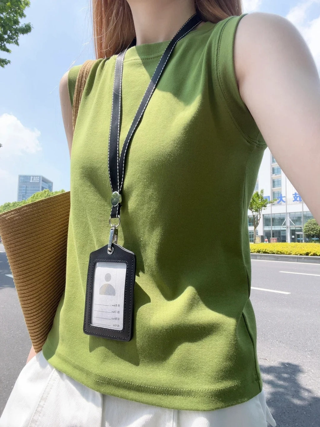 Women Cotton Sleeveless Vest With Wide Straps Casual Tank Top