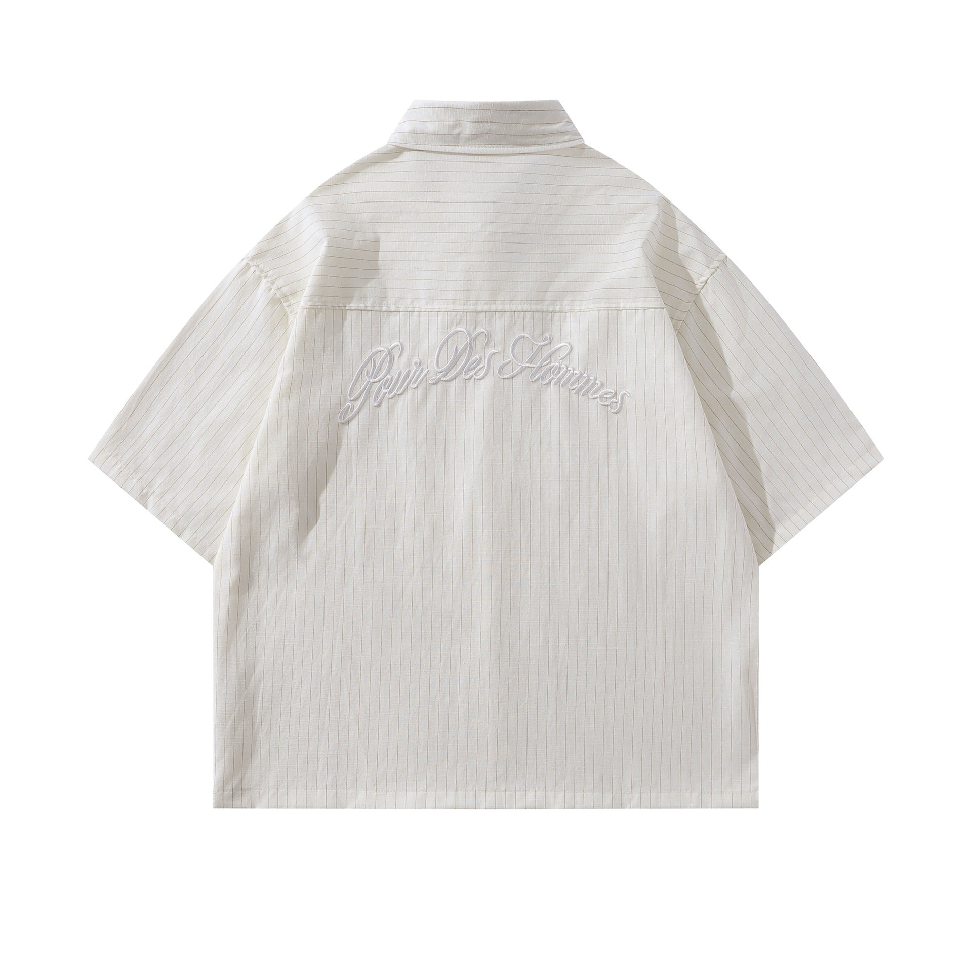Mens Embroidered Striped Cotton T Shirt With Letter Pattern Casual Loose Fit