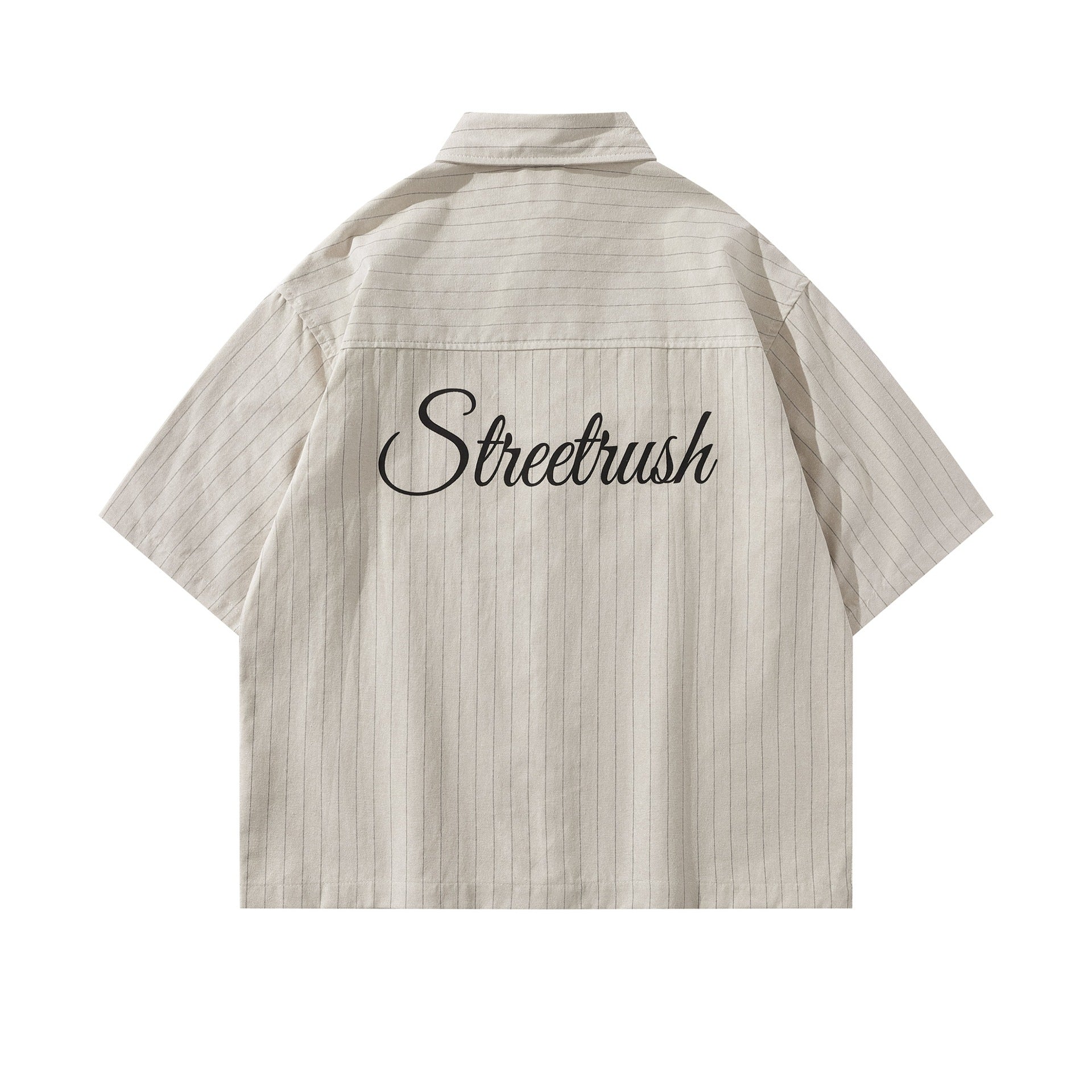 Striped Letter Embroidered Cotton T Shirt Casual Wear