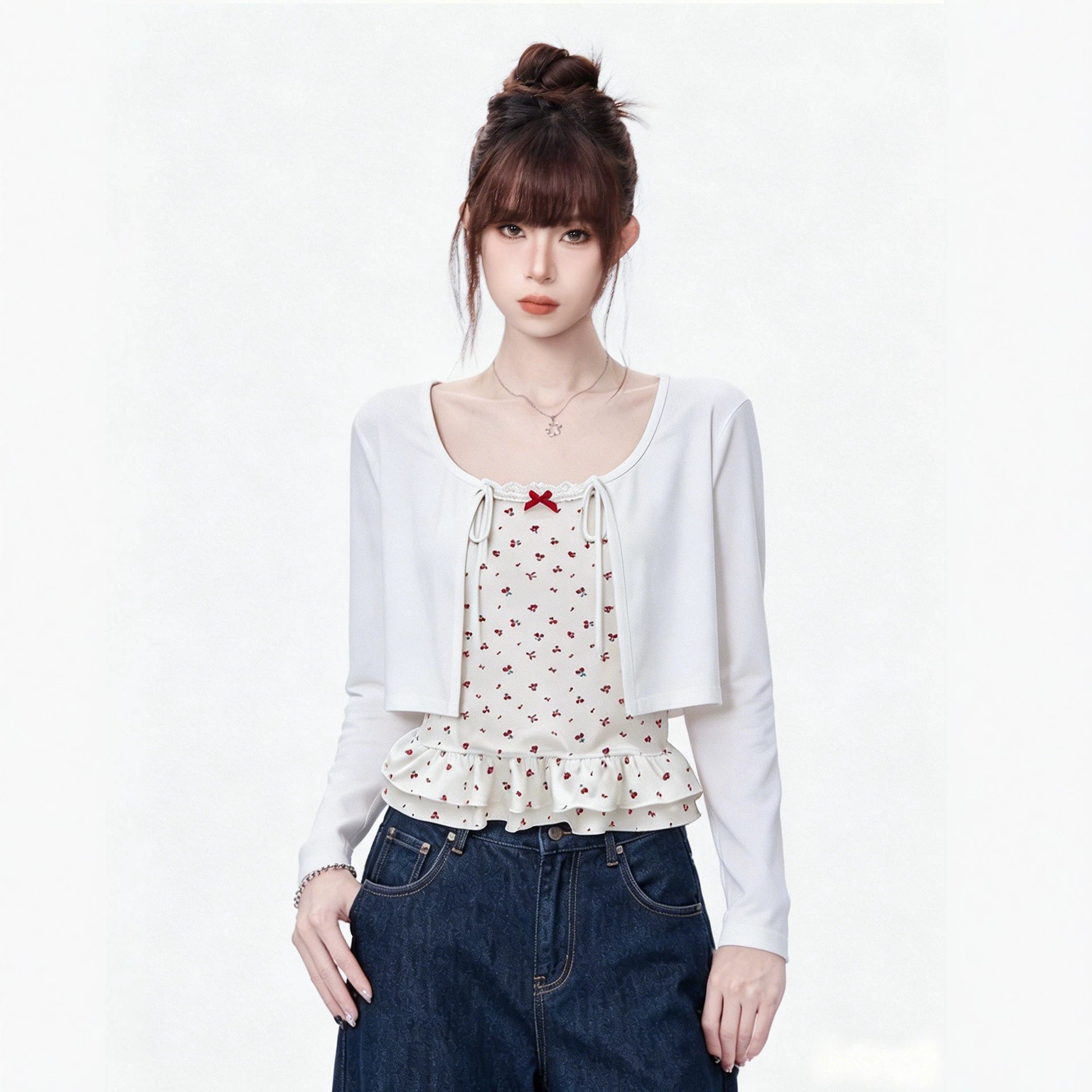 Lightweight Sheer Long Sleeve Sunscreen Cardigan Women With Floral Patchwork