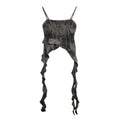 Vintage Tie Dye Ruffled Strap Crop Top With Gray Irregular Ribbon Detail