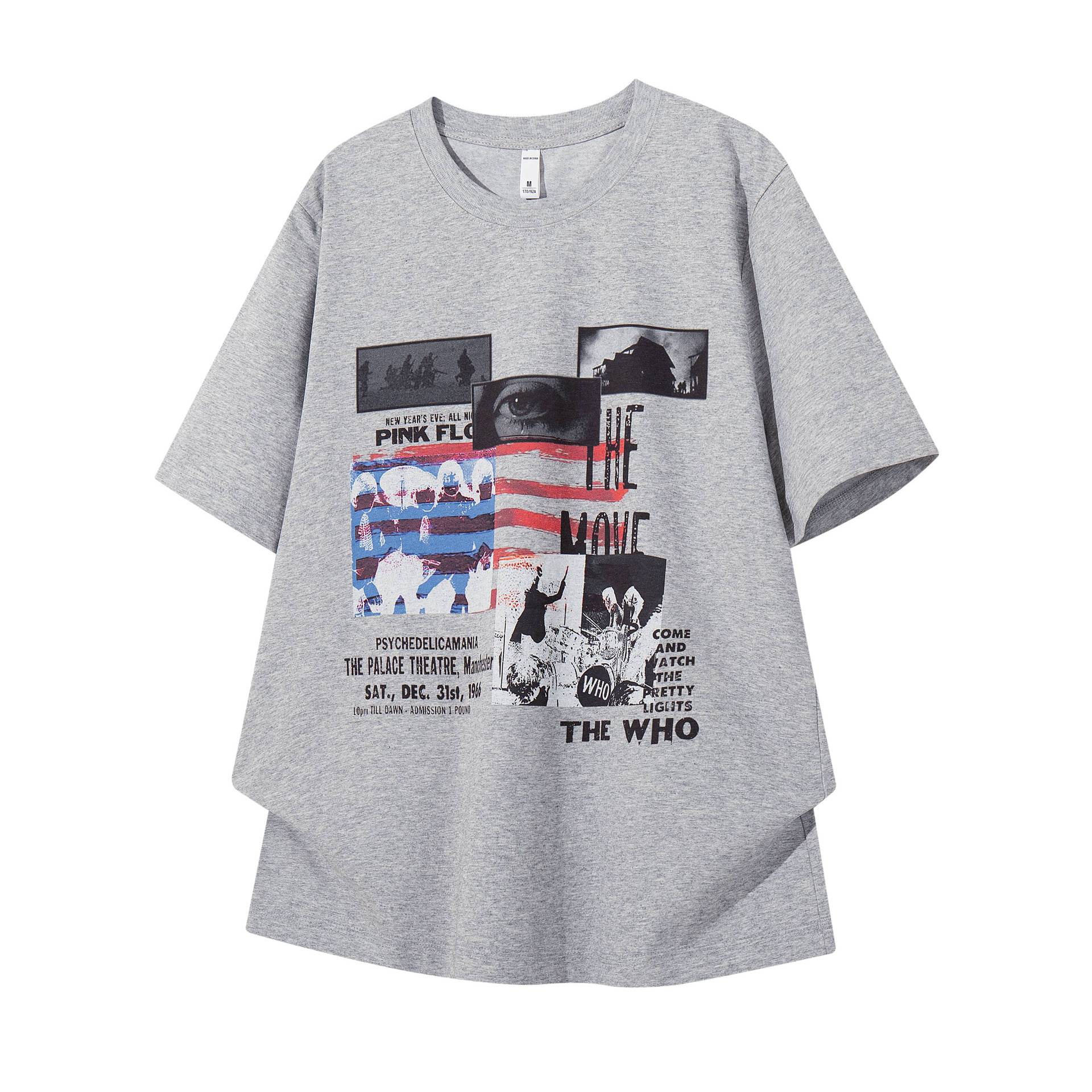 Floral Print Rock Band Short Sleeve Shirt Cotton Blend