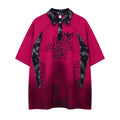 Gradient Leopard Print Short Sleeve Shirt For Men Casual Cotton Blend