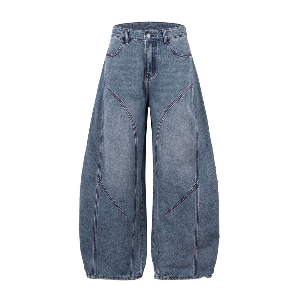 Street Style Split Denim Long Pants With Personalized Fit