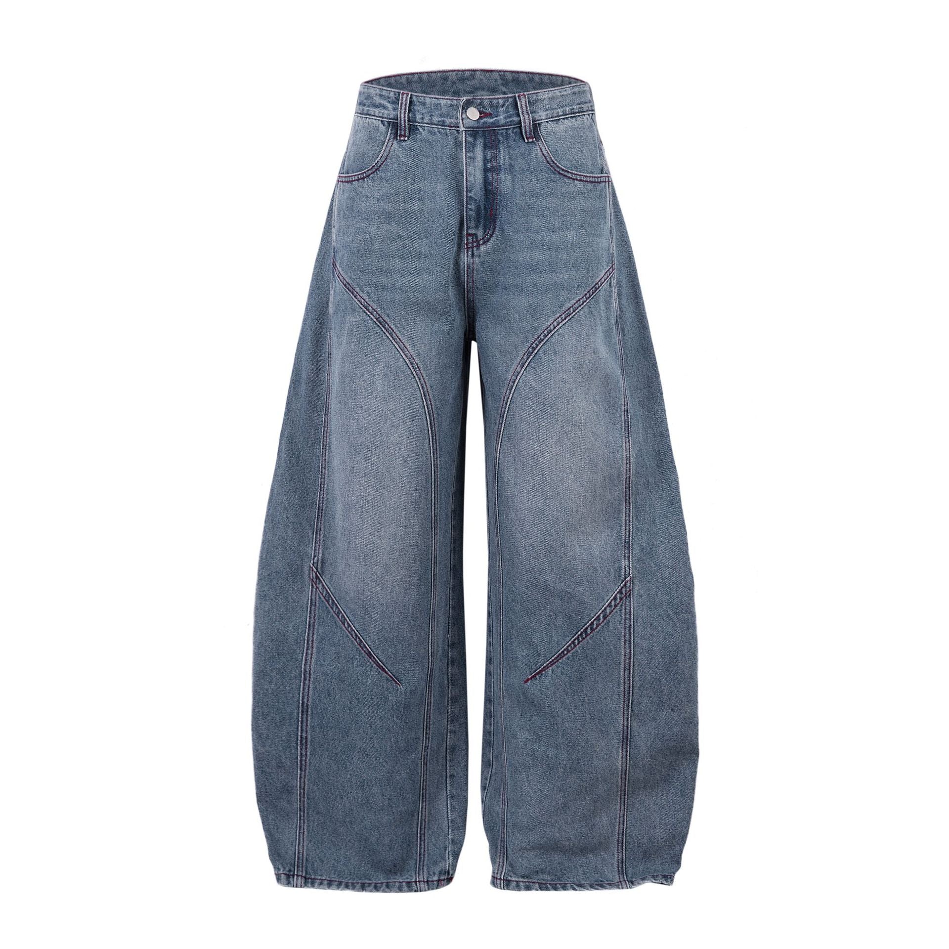 Street Style Split Denim Long Pants With Personalized Fit