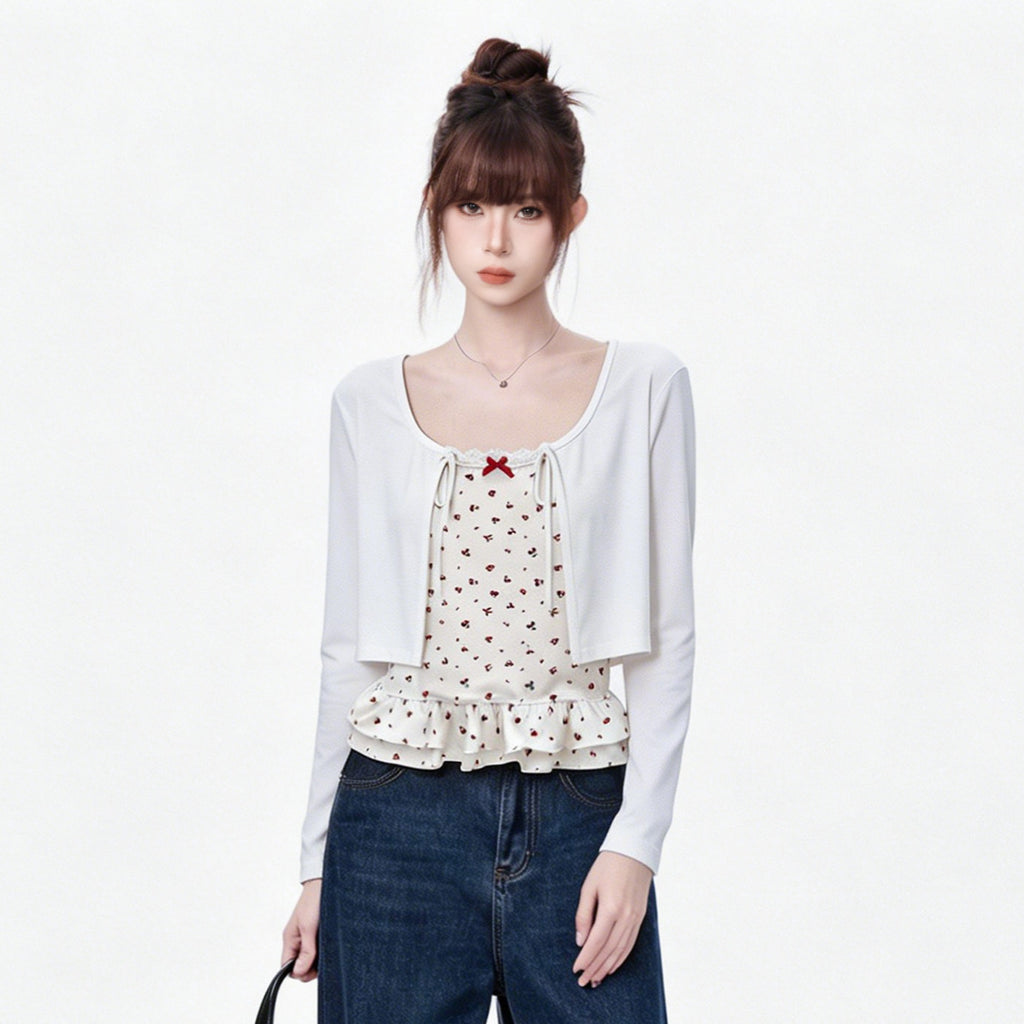 Lightweight Sheer Long Sleeve Sunscreen Cardigan Women With Floral Patchwork