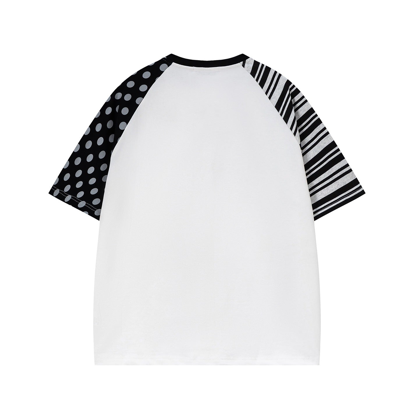 Letter Print Short Sleeve Shirt Floral Pattern With Polka Dot Contrast