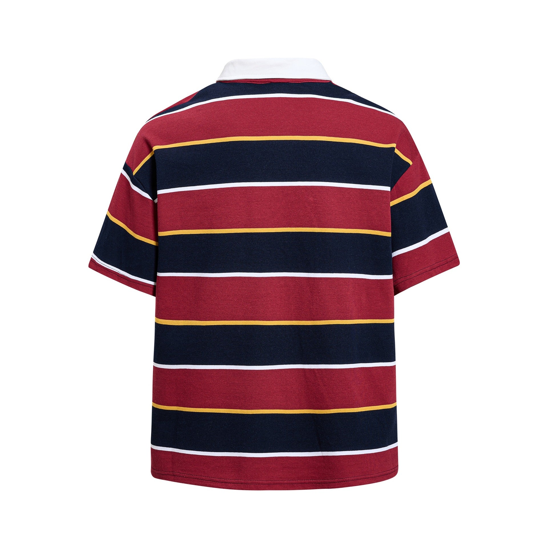 Emblem Embroidered Stripe Short Sleeve Cotton Tee With Floral Pattern