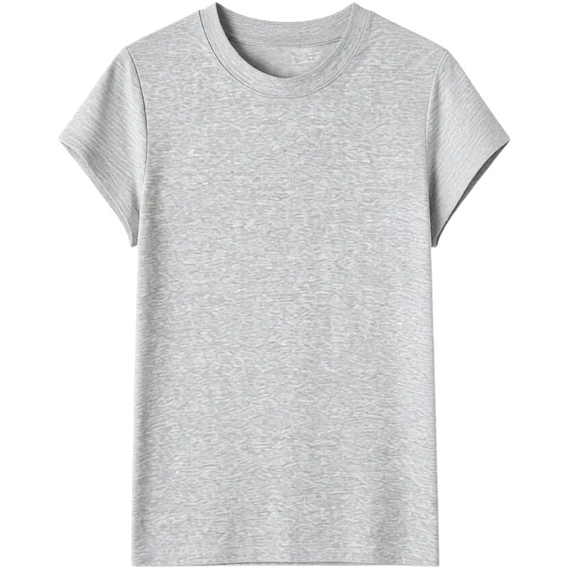 Womens Slim Fit Round Neck Short Sleeve Knit Viscose T Shirt