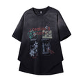 Gradient Distressed Floral Print Short Sleeve Shirt For Men Casual Cotton Blend