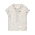 Polka Dot Bow Embellished Lace Collar Sleeveless Shirt for Women