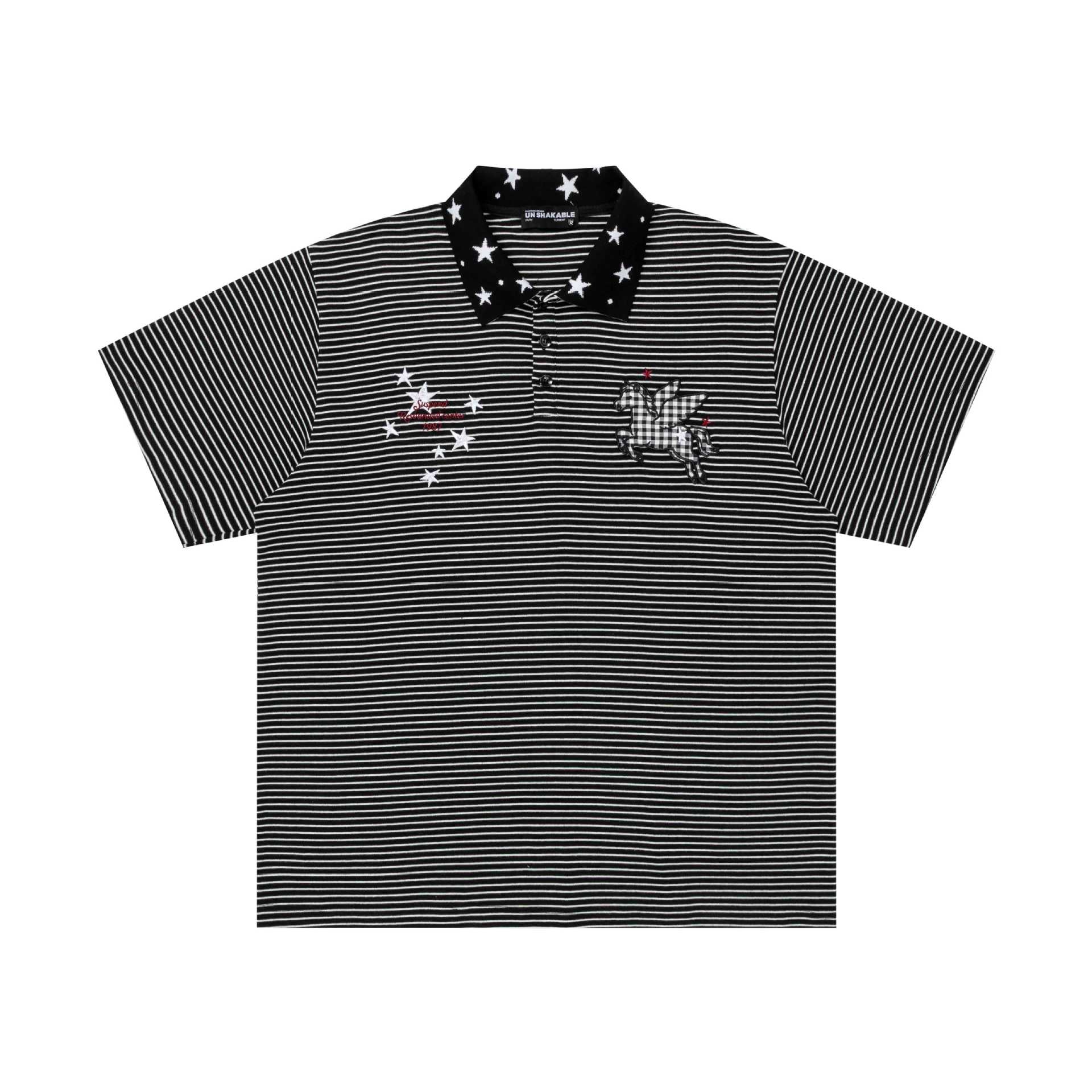 Black Embroidered Collar Short Sleeve Shirt With Fragmented Flowers Pattern