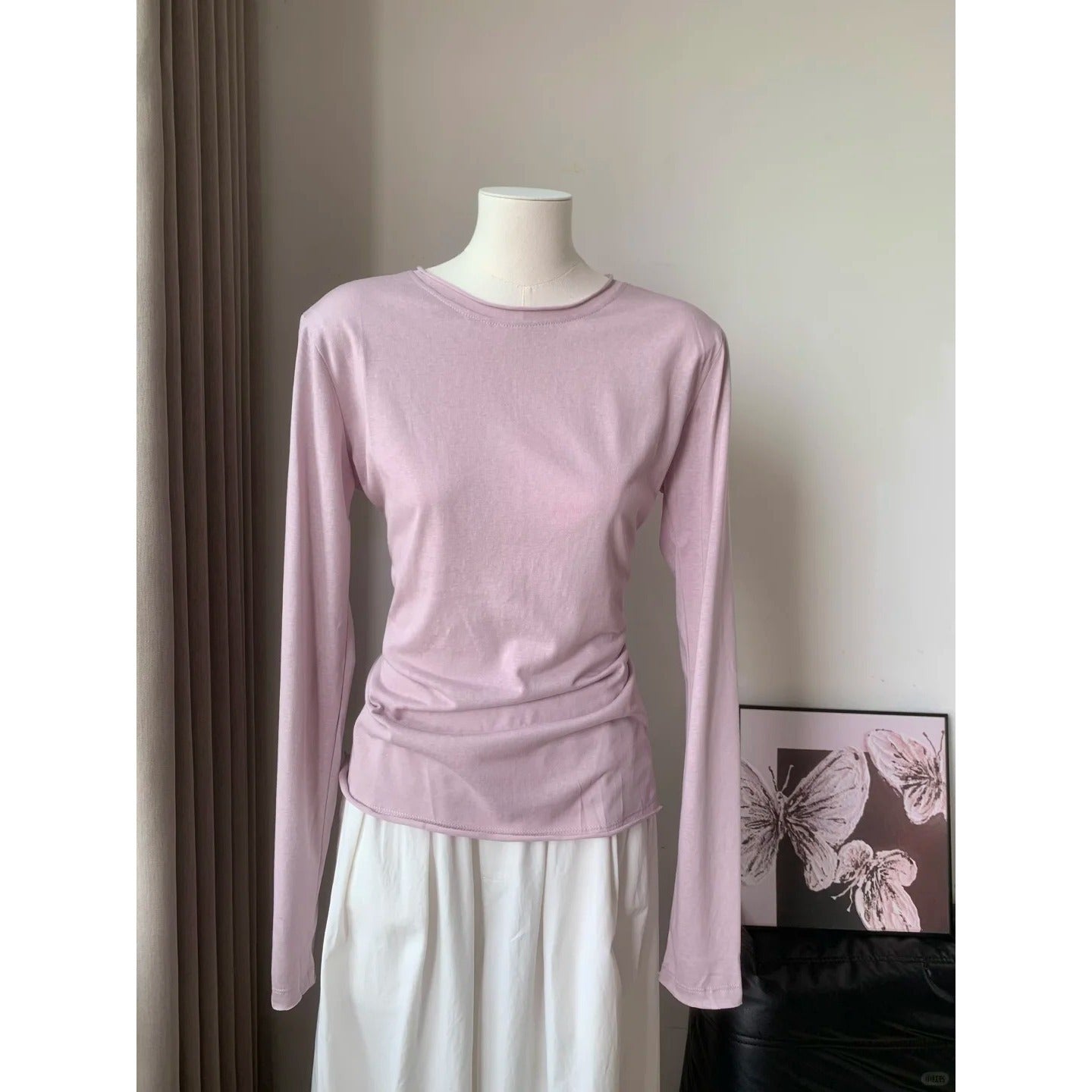 Casual Cotton Sheer Sun Protection Cover Up For Women Long Sleeve Round Neck