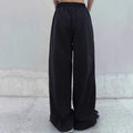 Loose High Waisted Drawstring Long Pants for Women Color Block Casual Wear