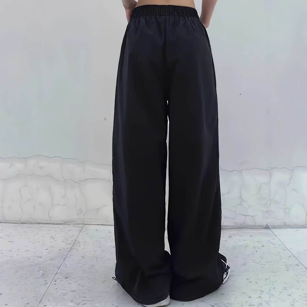 Loose High Waisted Drawstring Long Pants for Women Color Block Casual Wear
