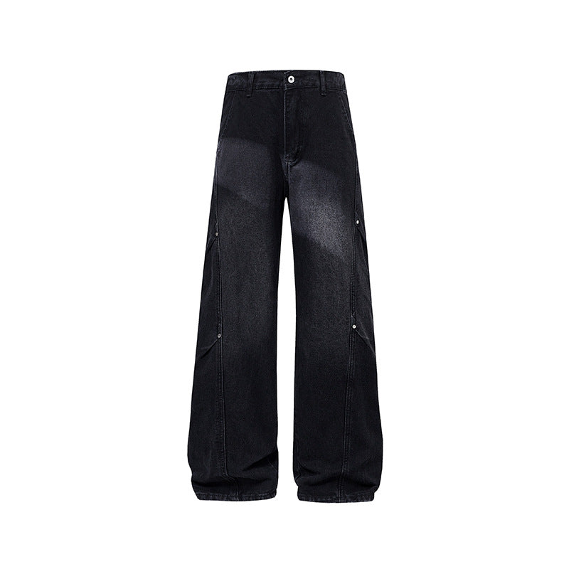 Mens Desert Style Denim Pants Flared Tapered Fit Straight Leg Jeans