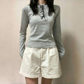 Womens A Line Three Quarter Length Shorts Wide Leg Cotton Blend Casual