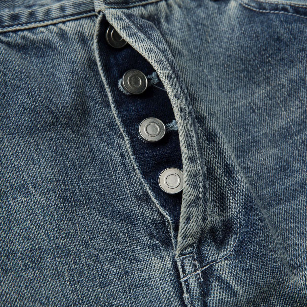 Blue Denim Long Pants Street Style Loose Fit Mid Waist Autumn