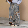 Bear Bow 3D Optical Illusion Denim Jeans Streetwear